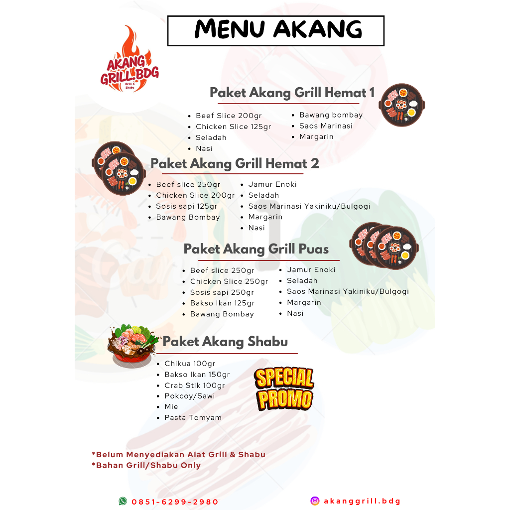 

Paket BBQ siap masak I Paket Daging slice I Paket Akang Grill Puas