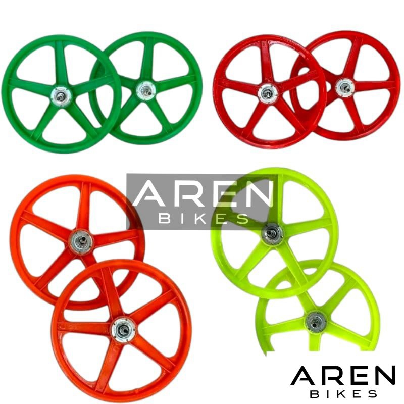 RODA RACING BINTANG 5 SEPEDA 20 INCH BMX MINI VELG PALANG MERAH HIJAU ORANYE BIRU WHEELSET ATOM PLAS