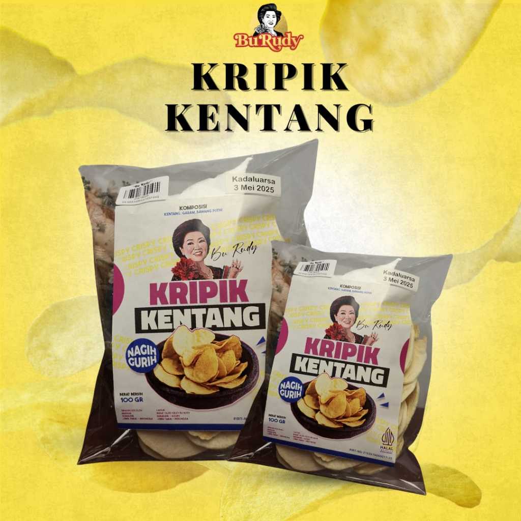 

Keripik Kentang Bu Rudy kemasan 100gr Renyah dan Gurih