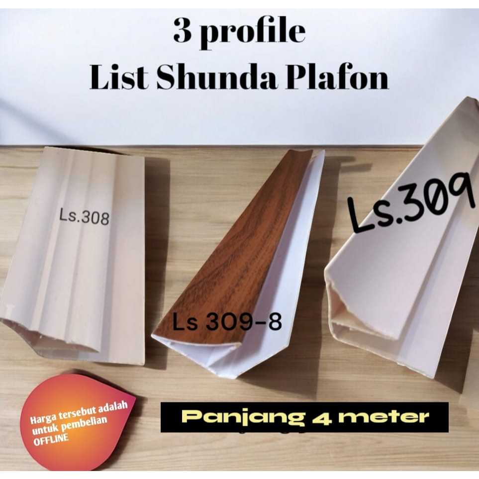 Plafon PVC List Profile Shunda Putih LS 308 ,LS 309 & COKLAT 309-8 , PLAFON SURABAYA