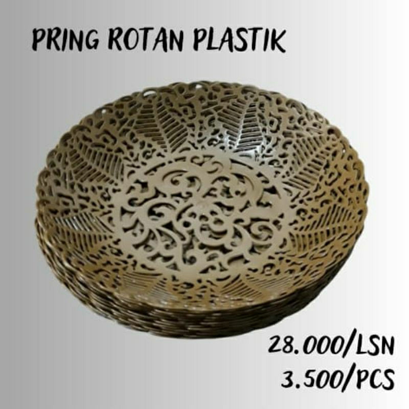 PIRING PLASTIK ROTAN MOTIF BUNGA perlusin