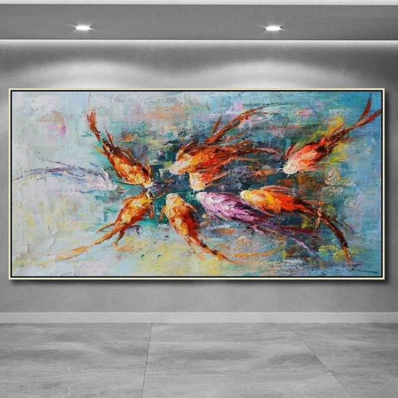 Lukisan minimalis abstrak ikan koi