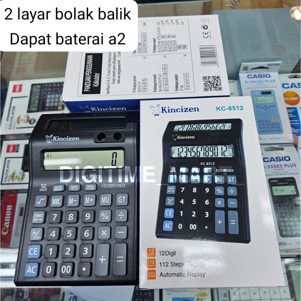 

Kalkulator Kincizen KC-8512 – 12 Digit, 2 Layar Bolak-Balik, 112 Langkah Cek Ulang