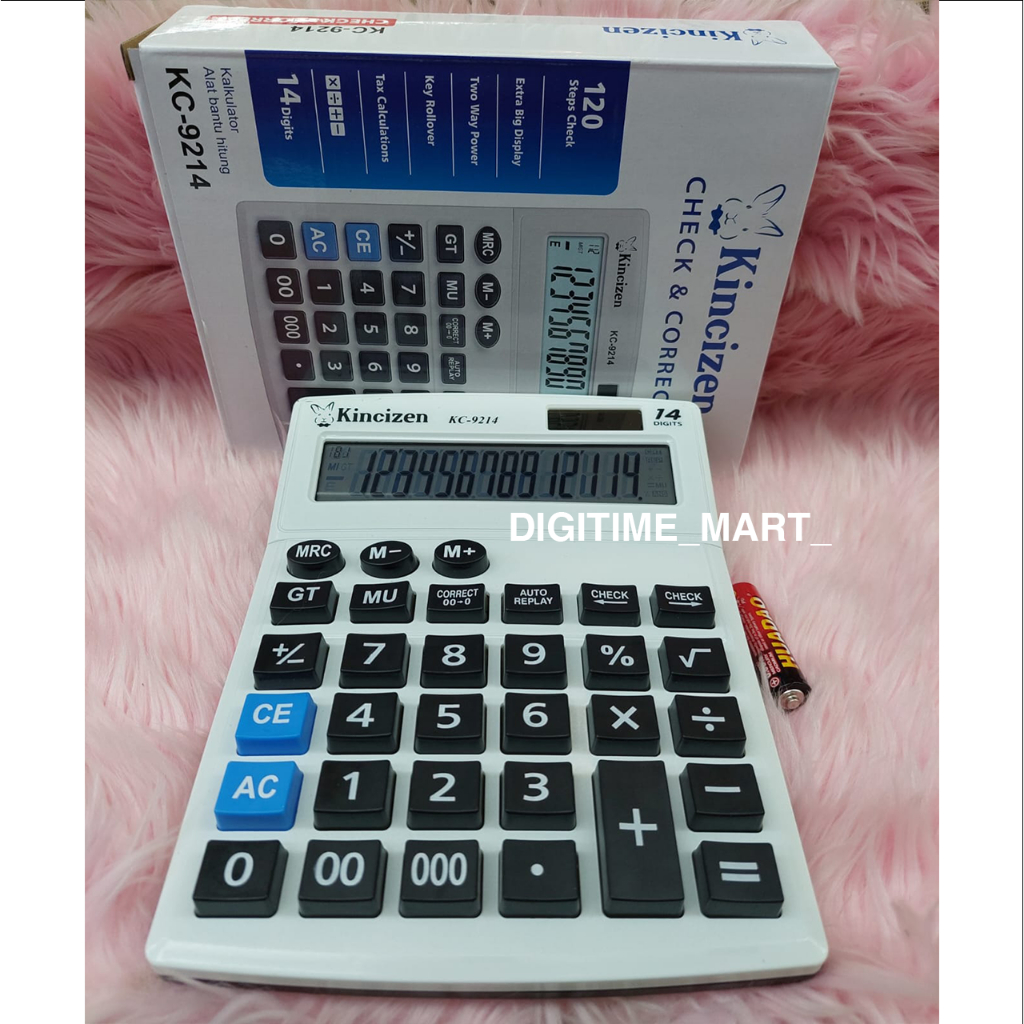 

Kalkulator Kincizen KC-9214 – 14 Digit, Multifungsi, Check & Correct dengan 112 Langkah