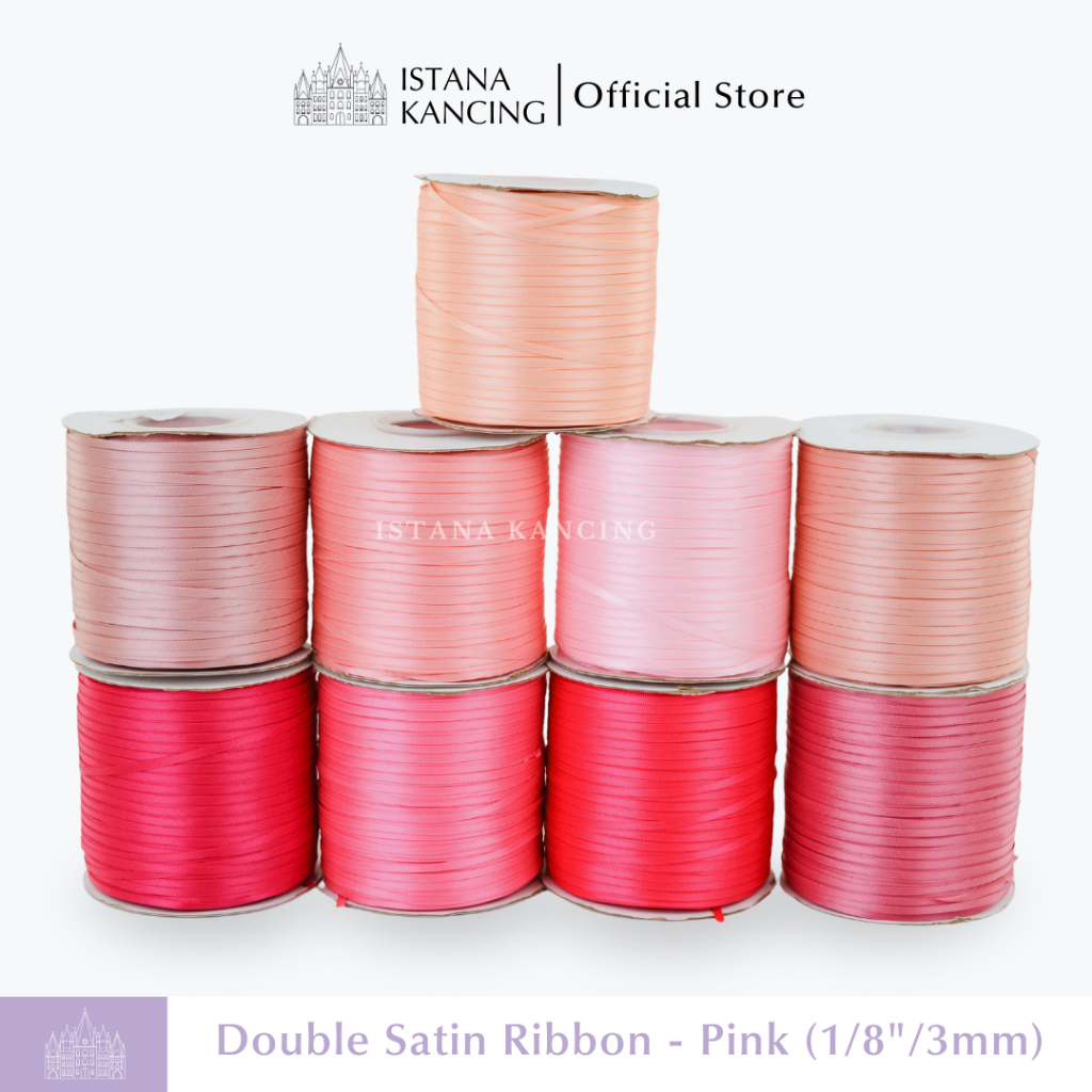 

Pita Satin Double Face 1/8" / 3mm 1 METER Pink Series Dua Sisi | Istanakancing.id