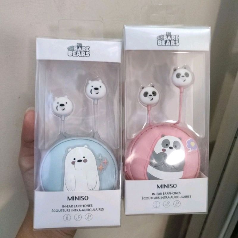 MINISO WE BARE BEARS HEADSET EARPHONE WITH CASE WBB
