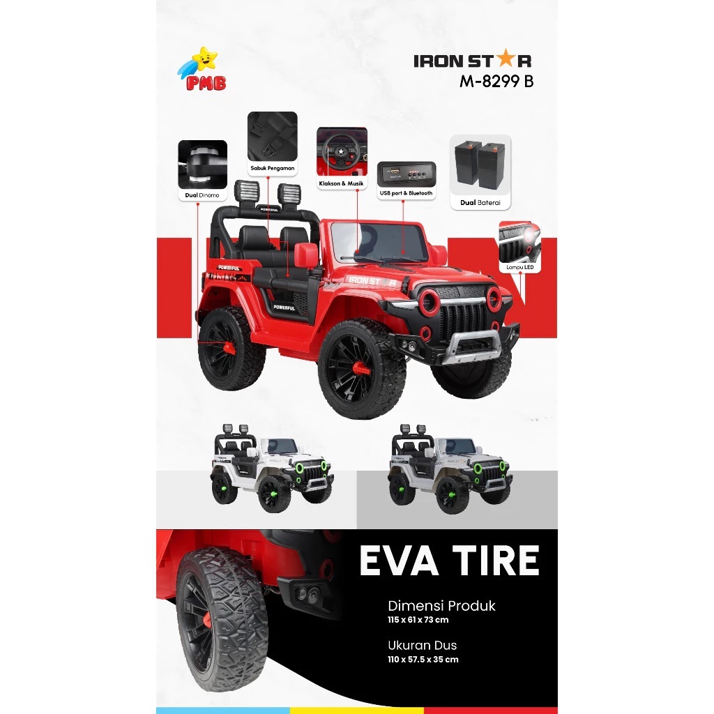 MOBIL AKI MAINAN ANAK JEEP BAN KARET/ MOBIL AKI ROVER RADIANT BISA REMOT DAN GAS M8299B