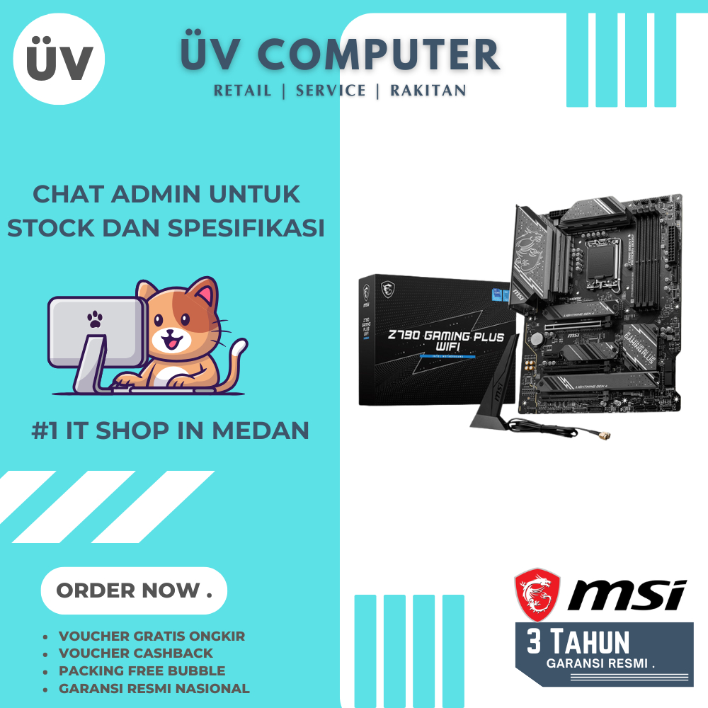 Motherboard Mobo MSI Z790 GAMING PLUS WIFI | DDR5 | Intel LGA1700 | ATX | Garansi Resmi 3 Tahun