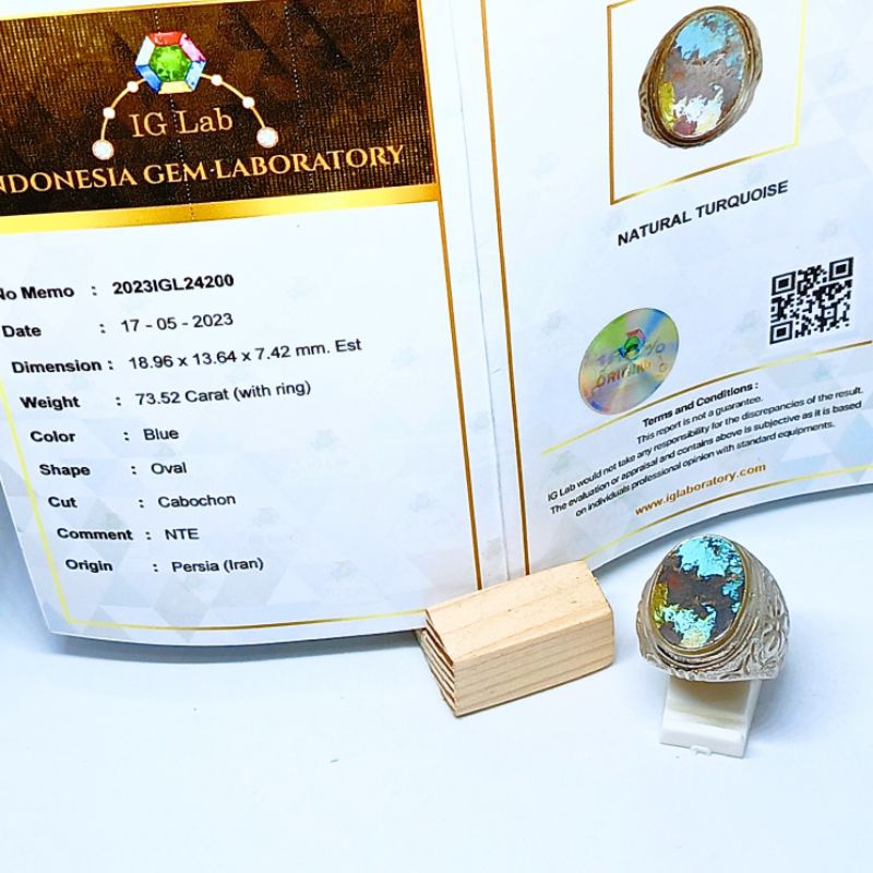 Cincin Natural Pirus Persia (Turquoise) + Memo