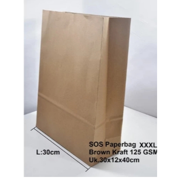 

(10pcs) Paperbag SOS Tanpa Tali (XXXL) Kantong Kertas Coklat Ukuran 30x12x40cm 125 GSM