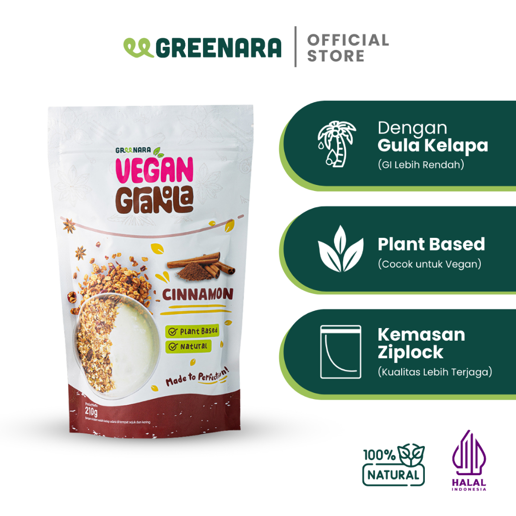 

Greenara - Vegan Granola Cinnamon 210gr / Granola Kayu Manis