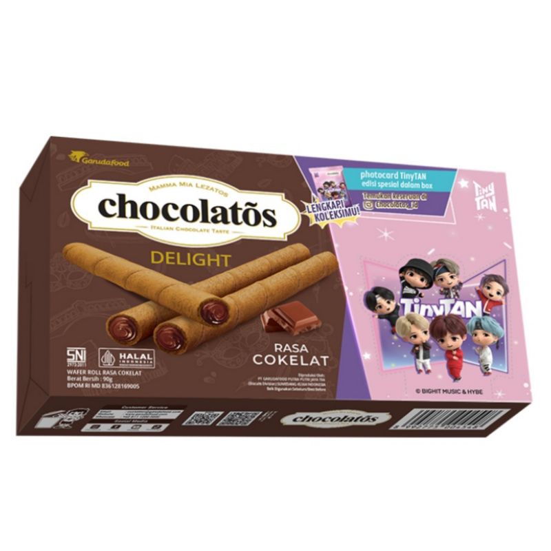 

Chocolatos Delight Wafer Roll Cokelat 90gr