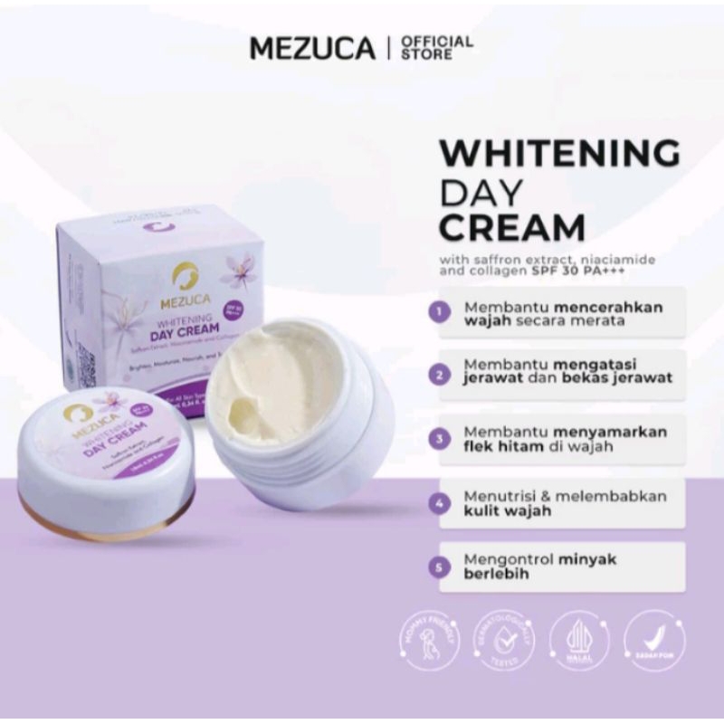 Day Cream Mezuca Krim Pagi Mencerahkan Memutihkan atasi Jerawat Bekas Jerawat Flek Hitam di Wajah