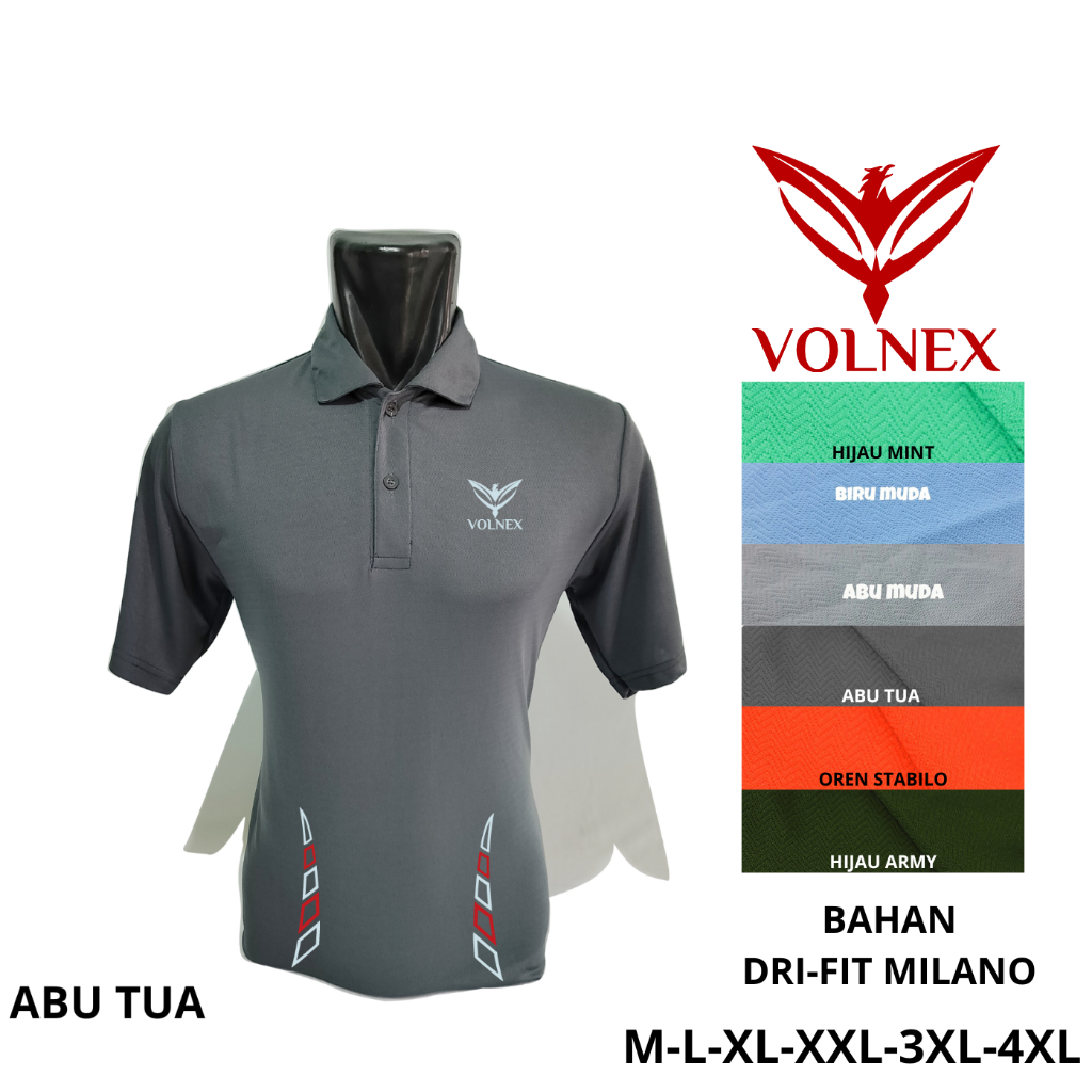 Kaos Atasan Polo Pria Bahan Jersey Dri-Fit Milano Warna Army Abu Tua Oren JUMBO VL007