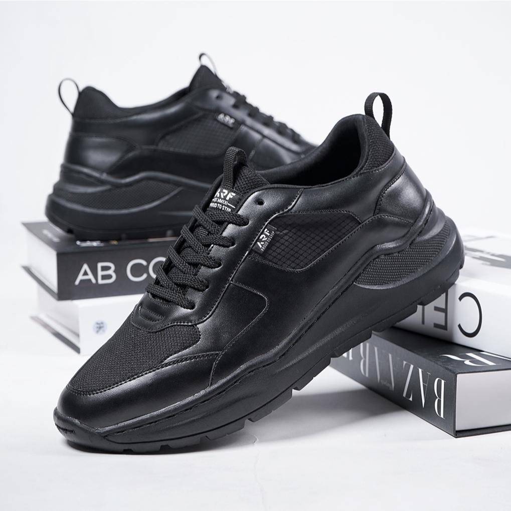 JAGUAR BLACK |ManNeedMe x ARF| Sepatu Sneakers Pria Casual Shoes JAHIT SOL PREMIUM