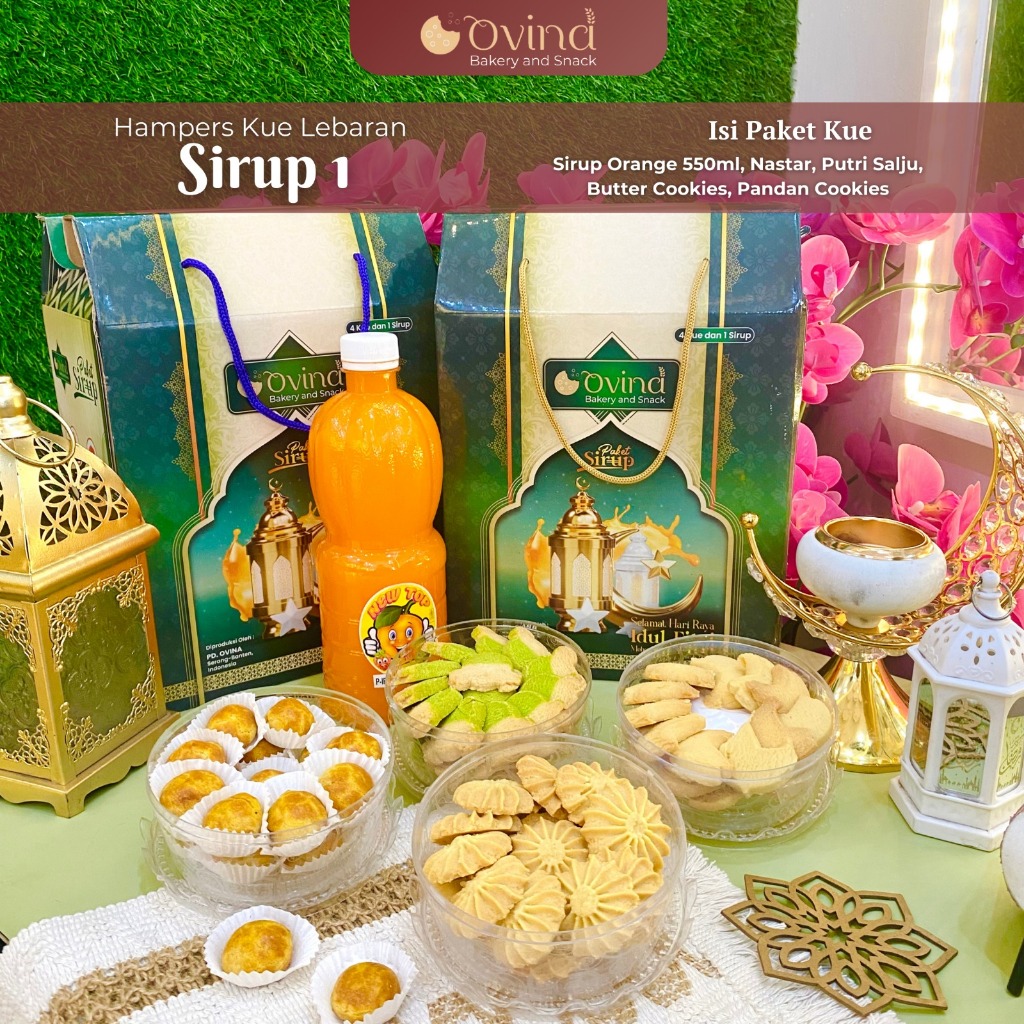 

PARCEL KUE LEBARAN 2025 PAKET KUE KERING OVINA SIRUP 1 PLUS 4 KUE KERING / PAKET SIRUP HARI RAYA LEBARAN