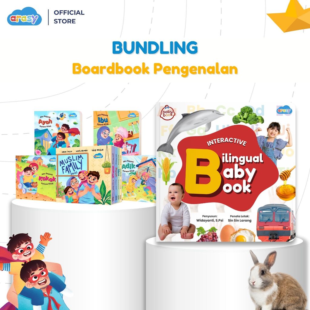 [Arasy] Bundling Boardbook Pengenalan - Interactive Bilingual Baby Book & Muslim Family Series