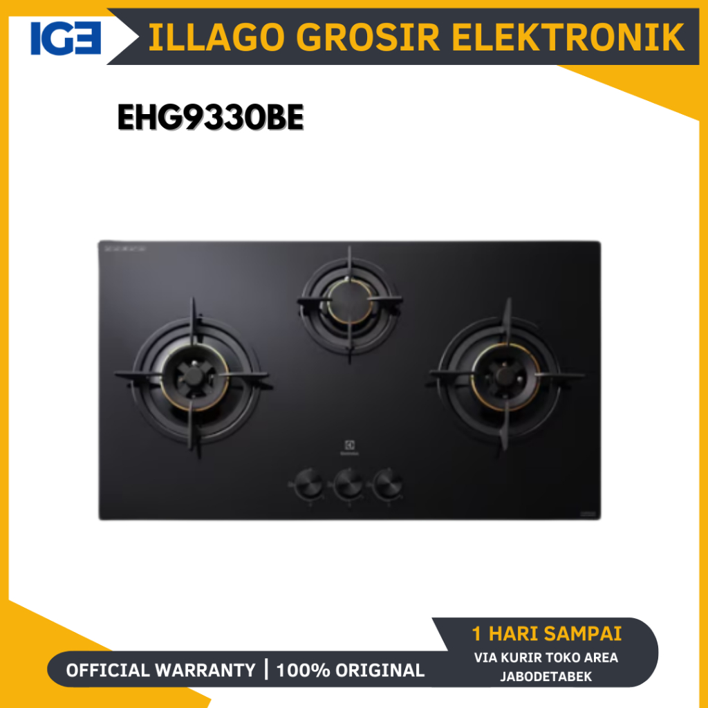 KOMPOR GAS TANAM ELECTROLUX EHG9330BE (3 TUNGKU)- KOMPOR ELECTROLUX EHG 9330 BE