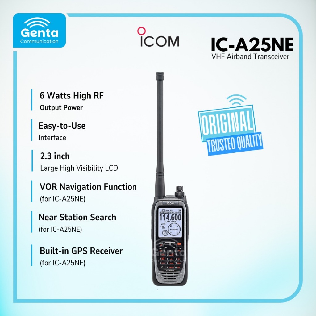 HT ICOM IC-A25NE/ICOM IC A25NE / IC A25NE VHF Airband Transceiver GARANSI BARU ORIGINAL TERMURAH