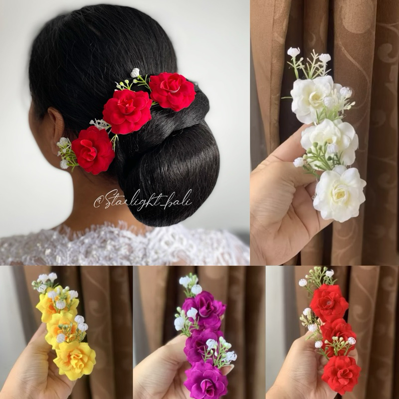 STARLIGHT BALI - Semanggi Mawar Bangkok Mix Baby Breath / Aksesoris Rambut / Semanggi Kain / Semangg