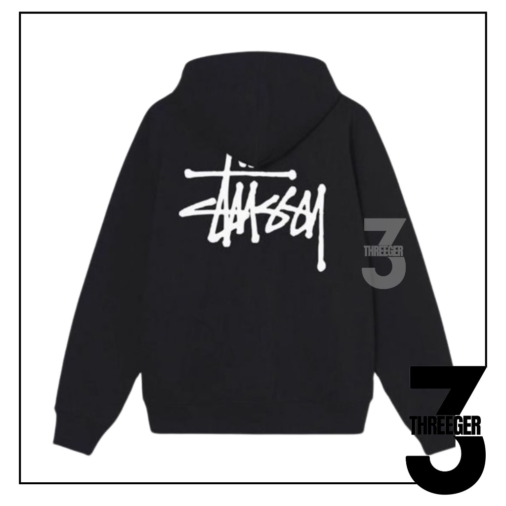 Stussy Basic Stussy Zip Hoodie Black Original Authentic