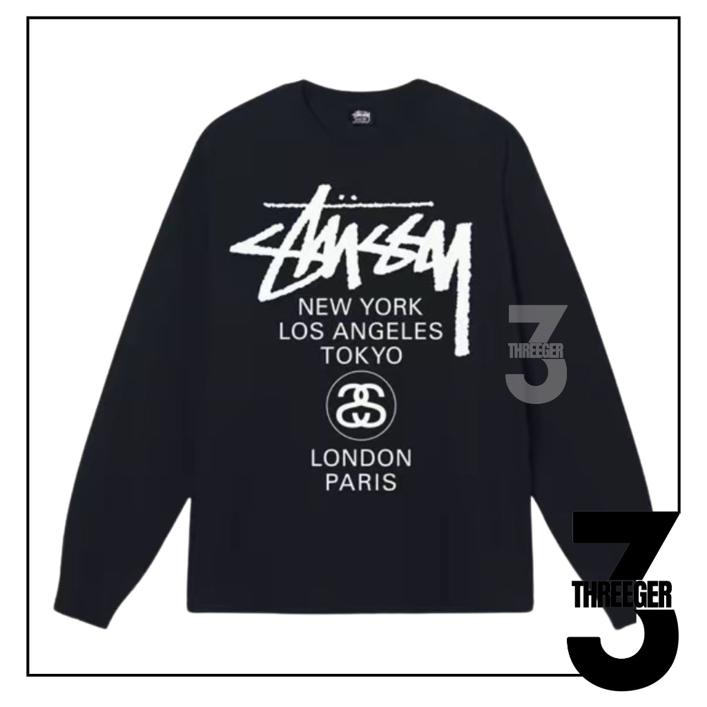 Stussy World Tour Crewneck Black Original Authentic