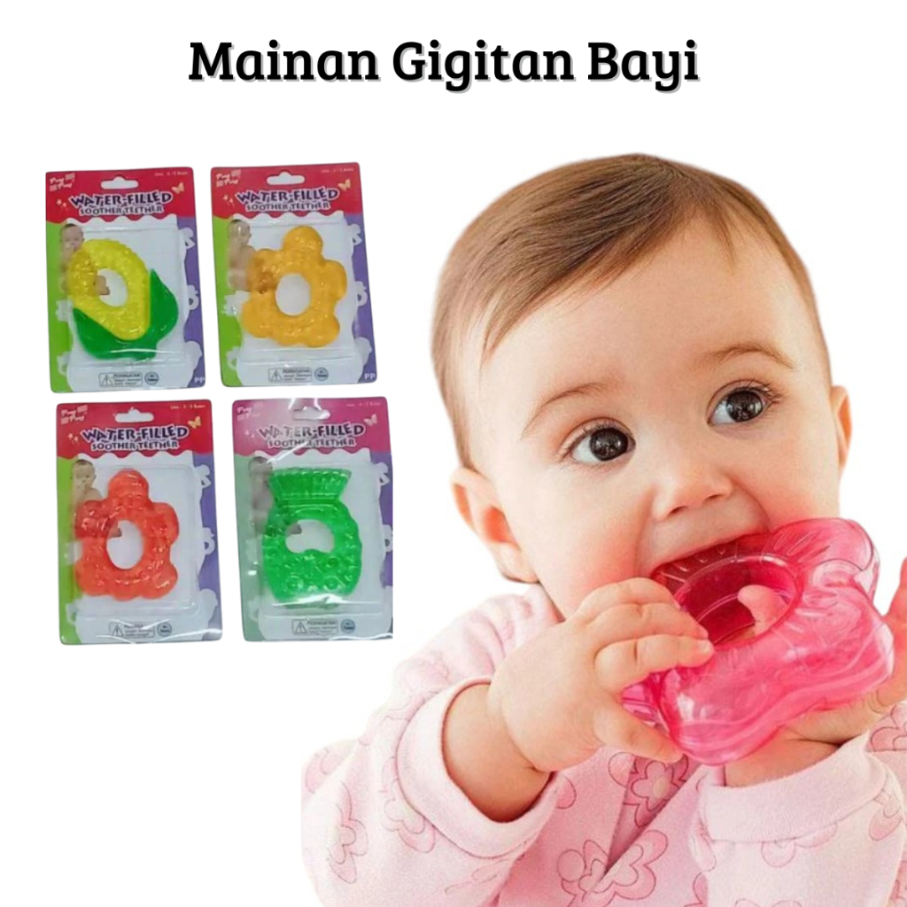 Mainan gigitan bayi bahan silikon baby water teether baby safe bayi 3 bulan bayi 6 bulan EN26