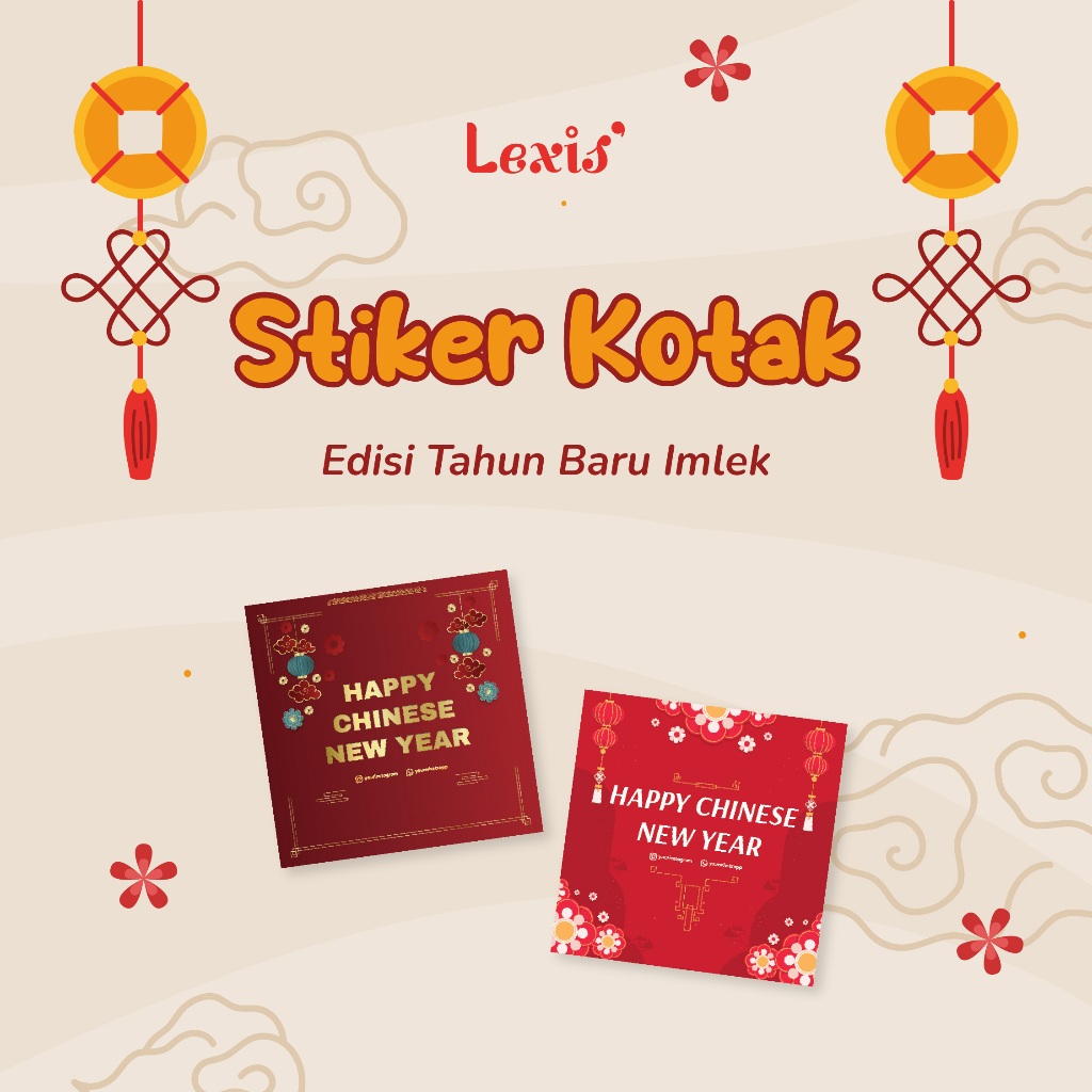 

Sticker VINYL/CHROMO Kotak Edisi Imlek Tahun Baru China Chinese New Year 2025 Gambar Logo Cetak Label Stiker Makanan Toples Botol Kemasan