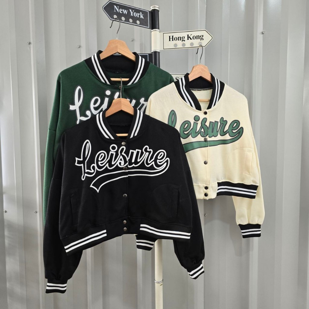LEISURE JACKET BASEBALL CROP VARSITY