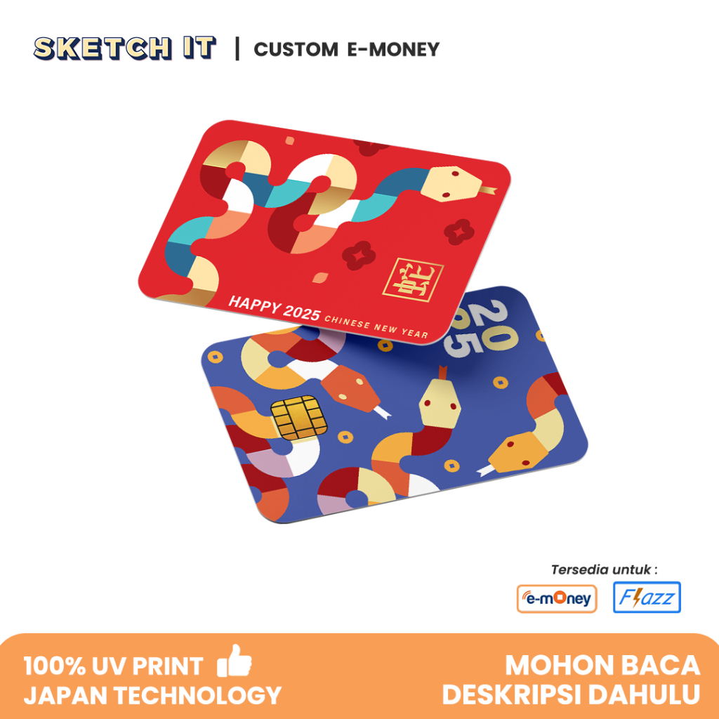 E-Money Flazz Gen 2 E-Toll Mandiri Custom Cetak Print UV Bisa Tambah Nama Chinese New Year 2025