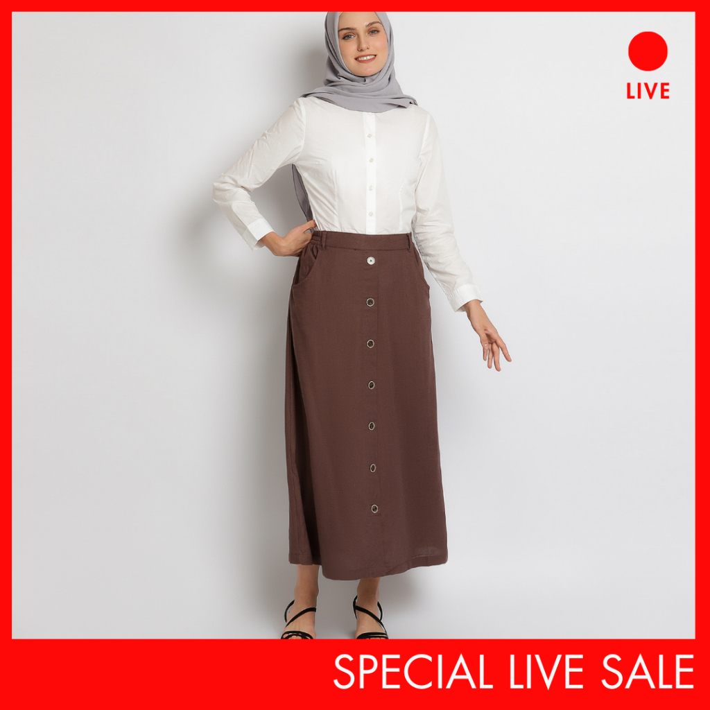 [CLEARANCE] Special Live Sale Flamoush Zephir Brown Long Skirt Wanita