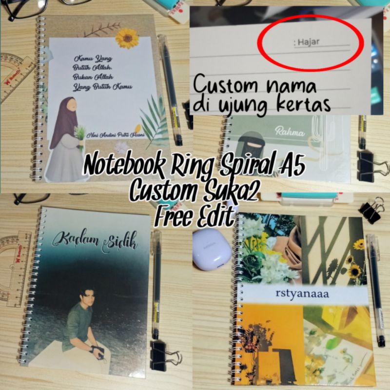 

Notebook Custom Hard Cover / Buku Catatan Custom A5 Jilid Spiral, Souvenir custom, kado ulang tahun