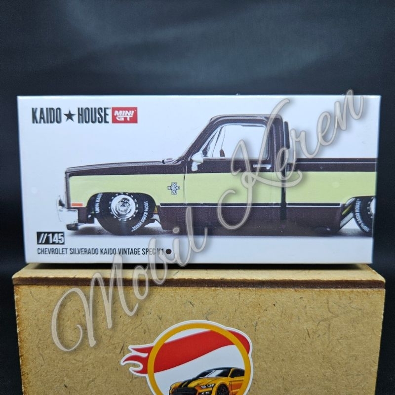 Diecast Mini GT Kaido House Chevrolet Silverado Kaido Vintage V1 Cream ban karet
