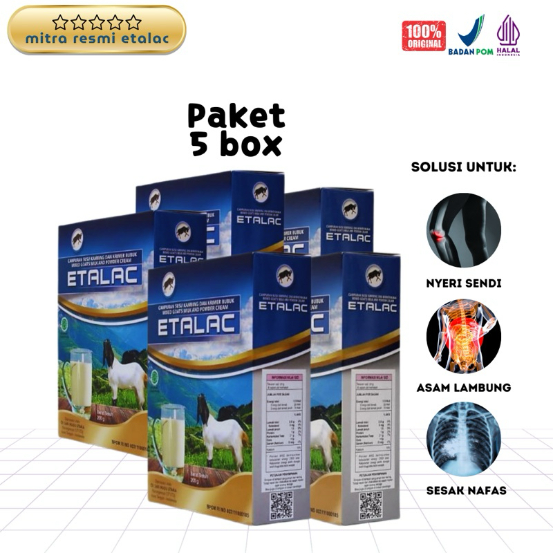 

susu kambing etawa bubuk ETALAC 200gr 100%Original paket 5 box