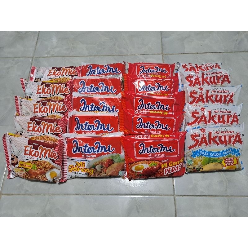 

PAKET MIX 20 [ EKOMIE + INTERMI +INTERMI PEDAS + SAKURA KUAH]