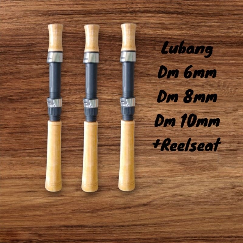 gagang joran kayu polos+REELSEAT model sedang
