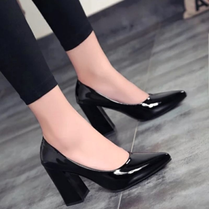sepatu heels wanita pantofel 7cm polos ZR"05