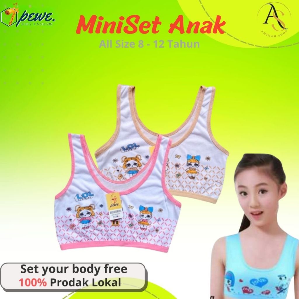 12 Pcs Miniset Anak SD 8-12 TAHUN Step 1 Mini Set Bahan PE Spandex / Miniset Anak Perempuan warna wa