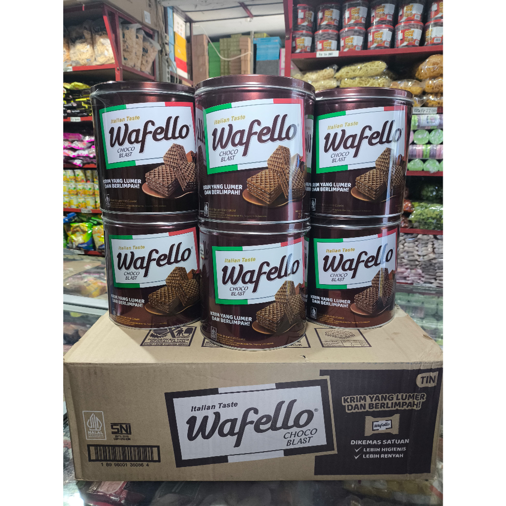 

WAFELLO WAFER COKLAT KARTONAN ISI 6 KALENG