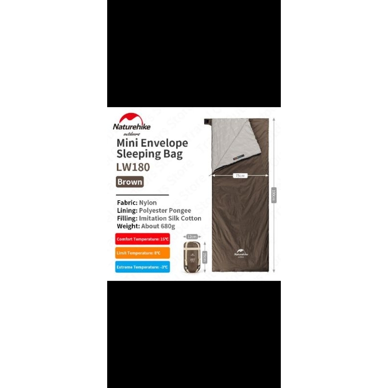 Naturehike Mini Envelope Sleeping Bag LW180 Brown