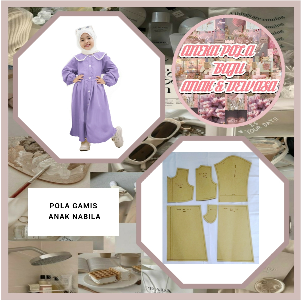Pola Gamis Anak Nabila | Pola Instan Gamis Anak Nabila | Pola Jiplak | Pola Jahita |