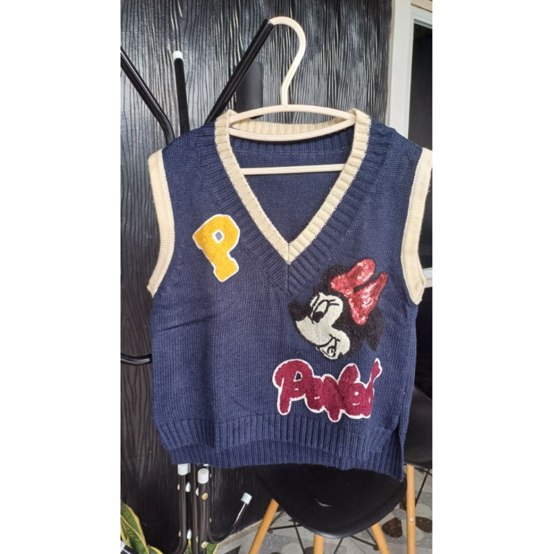 Vest Rajut Anak Patch Minnie Navy Thrift