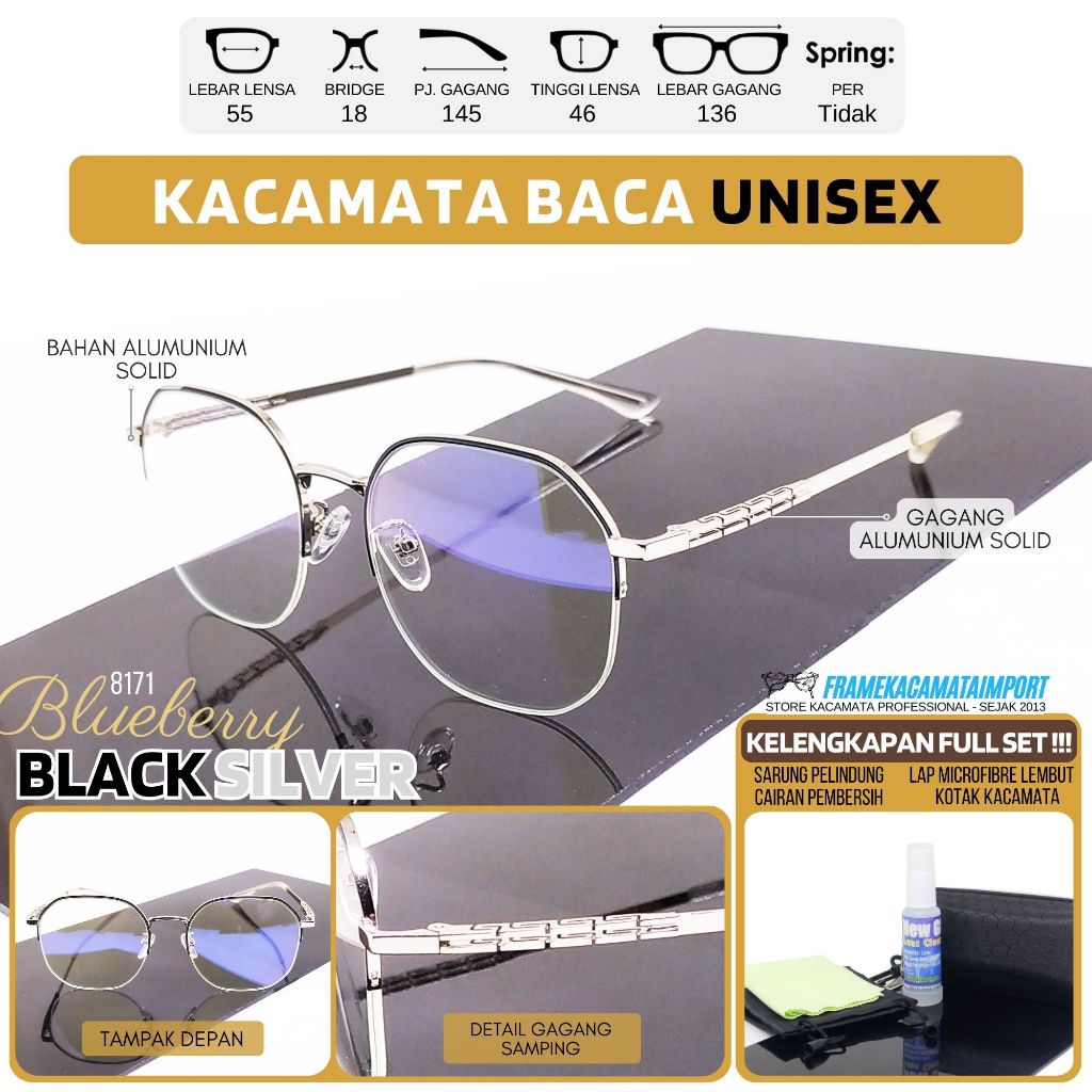 Kacamata Baca Besi Bulat Lebar Frame Elegan Unisex Kacamata Baca Dan Jalan Besi Bulat Lebar Frame El