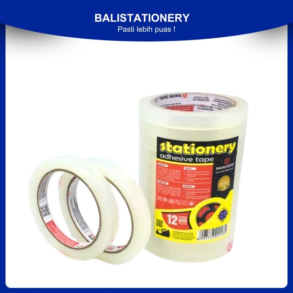 

Isolasi Selotip Bening Transparan Nachi 12 mm / 1/2 Inch x 72 Yard