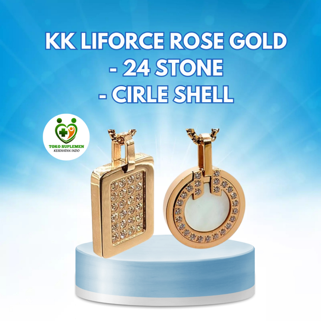 Kk liforce rose Gold 24 Stone kk liforce rose Gold Cirle shell Kalung Kesehatan Anti Radiasi KK Indo