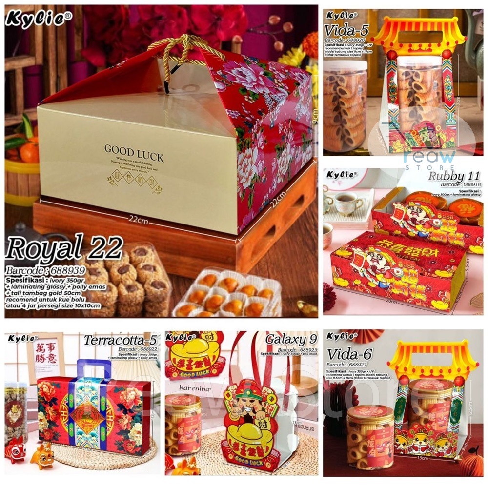 

Kotak Dus Box Packaging Hampers Toples Kue Kering Bolu Lapis Nastar Imlek Chinese New Year