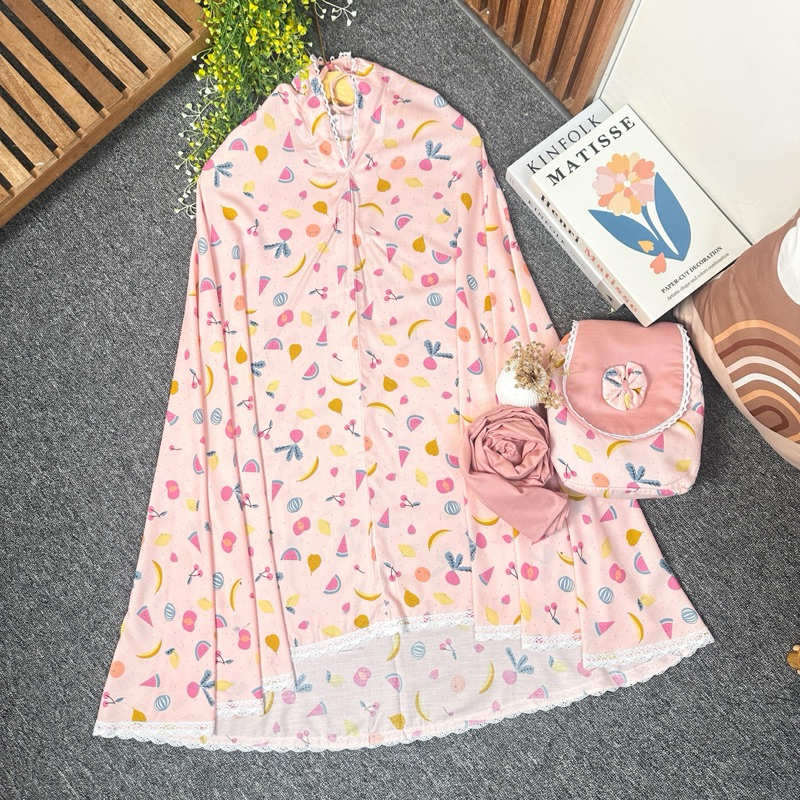 MUKENA ANAK TRAVELLING RANSEL MOTIF CANTIK 6-10 tahun