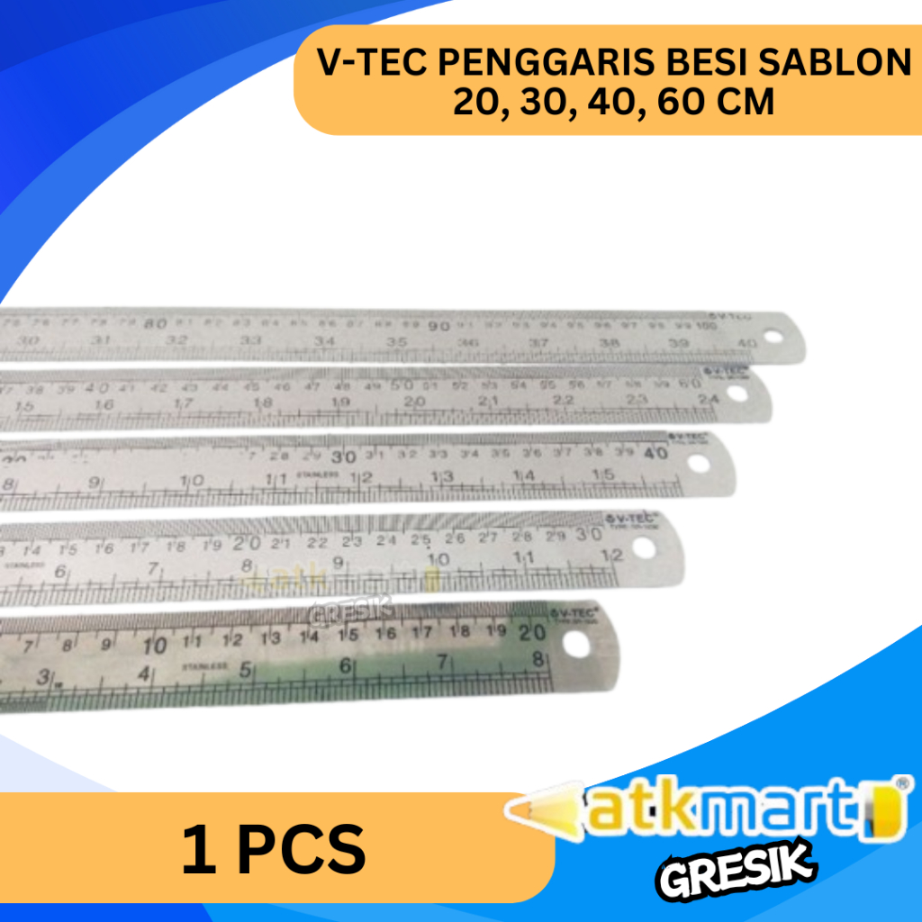 

V TEC PENGGARIS BESI SABLON / V TEC STAINLESS STEEL RULER 20 CM 30 CM 40 CM 60 CM TERMURAH