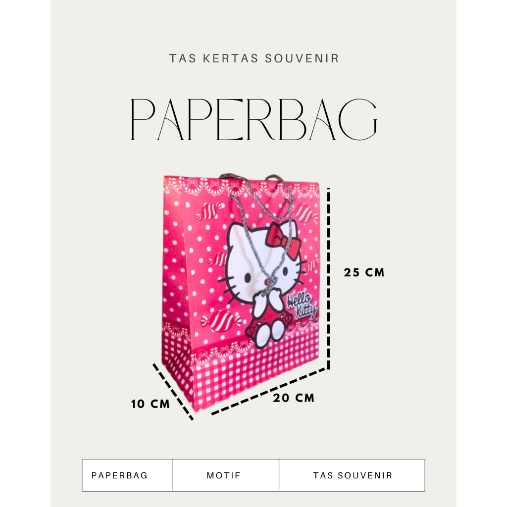 

Paper Bag Batik/Tas Kertas Souvenir Motif Hello Kitty Ukuran 20 x 25 x 10 - Karakter