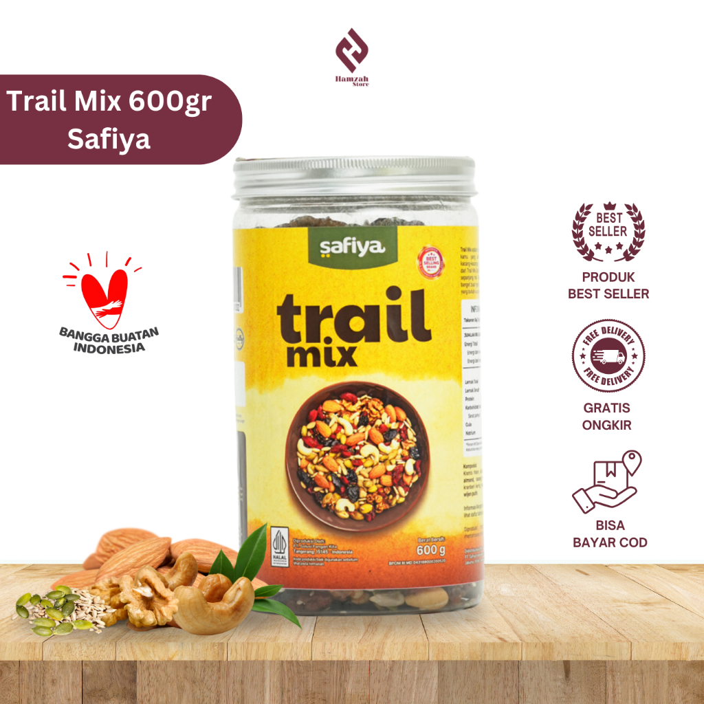 

Trail Mix Safiya 600 gr Jar - Dried Fruit Mix Nut And Seed Camilan Sehat
